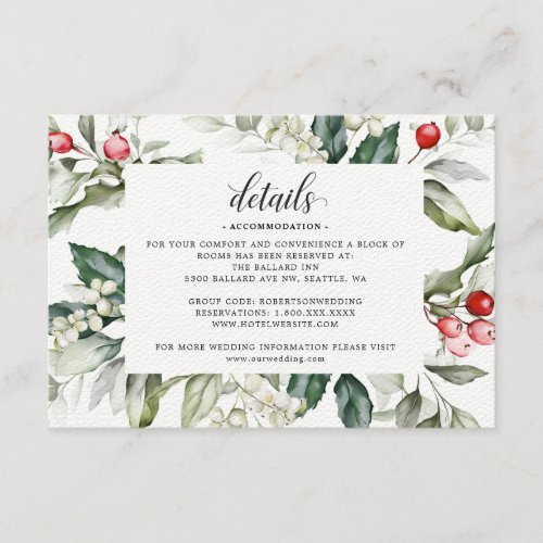 Winter Berry  Christmas  Wedding Details  Enclos Enclosure Card