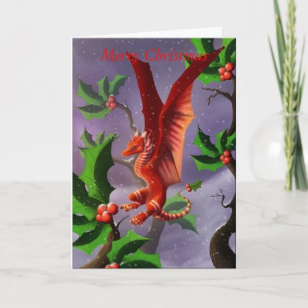 Winter Berry Dragon Holiday Card