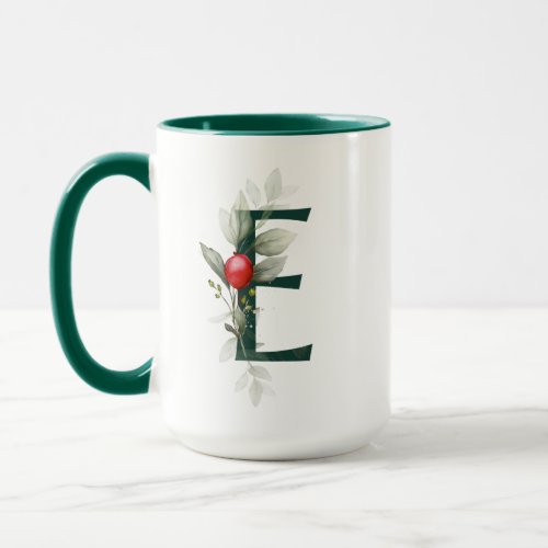 Winter Berry E Monogram Mug