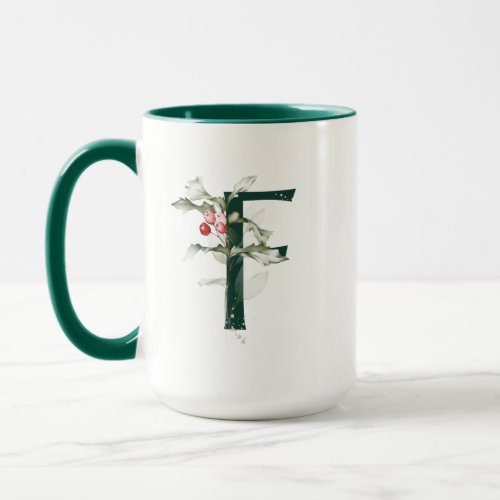 Winter Berry F Monogram Mug