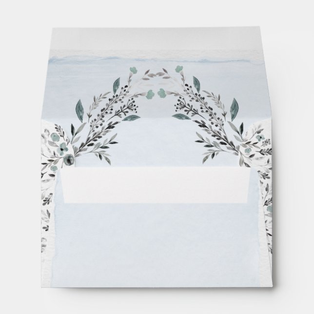 Winter Berry Floral Wreath Holiday Envelope (Back (Bottom))