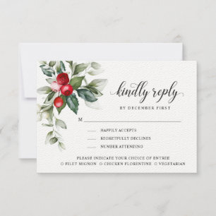 Winter Berry   Kindly Reply   Meal Options  RSVP  Card