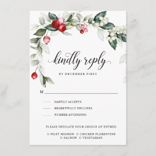 Winter Berry  Kindly Reply  Meal Options  RSVP  Enclosure Card