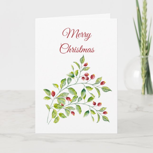 Winter Berry Spray Christmas Card (Front)