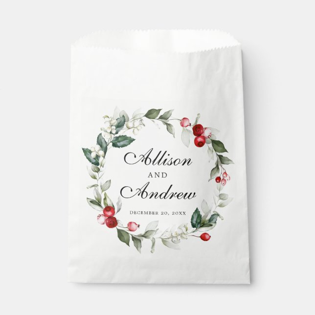 Winter Berry | Tis the Season to be Married  Favor Bag (Front)