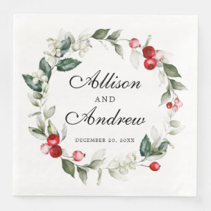 Winter Berry Tis the Season to be Married Paper Dinner Napkins