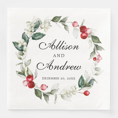 Winter Berry  Tis the Season to be Married  Paper Dinner Napkins