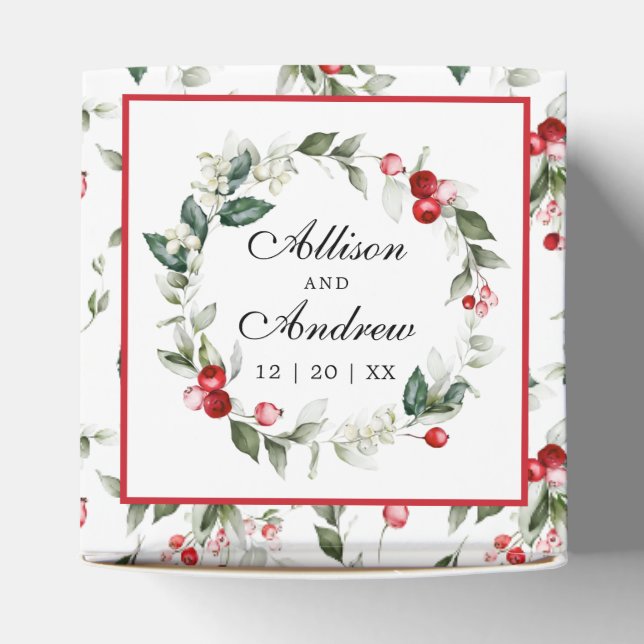 Winter Berry | Wedding Wreath Favor Boxes (Top)