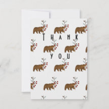 Winter Berry Woodland Baby Shower Thank You Card