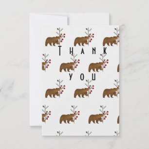 Winter Berry Woodland Baby Shower Thank You Card