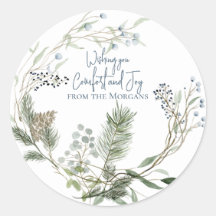 Winter Berry Wreath Holiday Favor Tags
