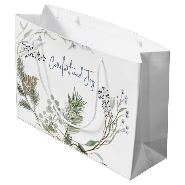 Winter Berry Wreath  Large Gift Bag (Back Angled)