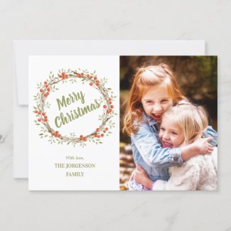 Winter Berry Wreath | Photo Christmas Holiday Card