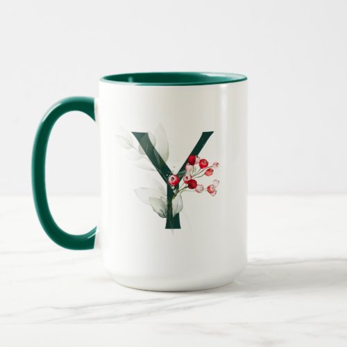 Winter Berry Y Monogram Mug