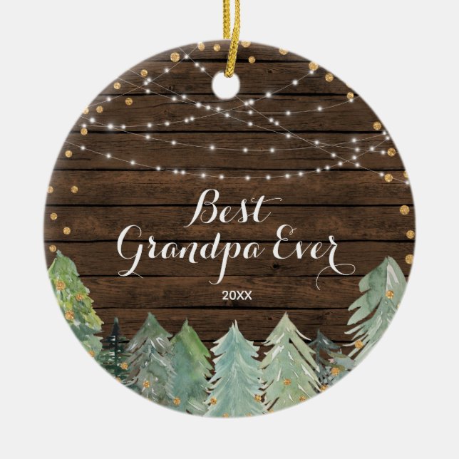 Winter Best Grandpa Ever Personalized Ornament (Front)