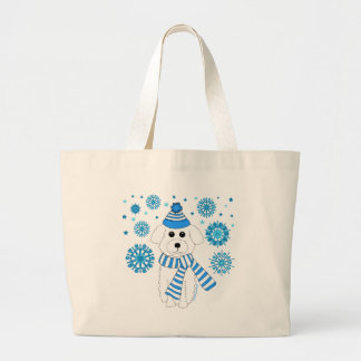 Winter Bichon Large Tote Bag