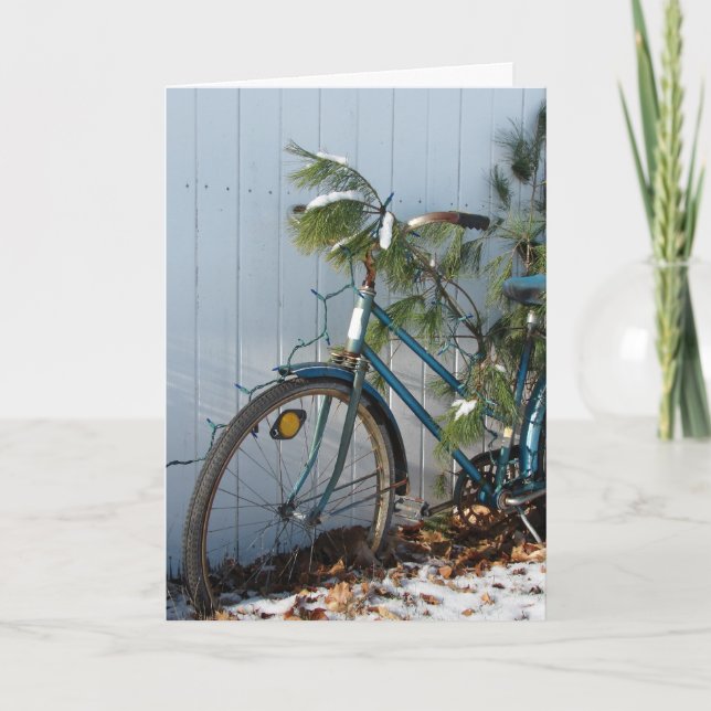 Winter Bicycle Christmas Holiday Card (Front)