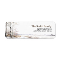 Winter Birch Return Address Labels | Snowy Tree