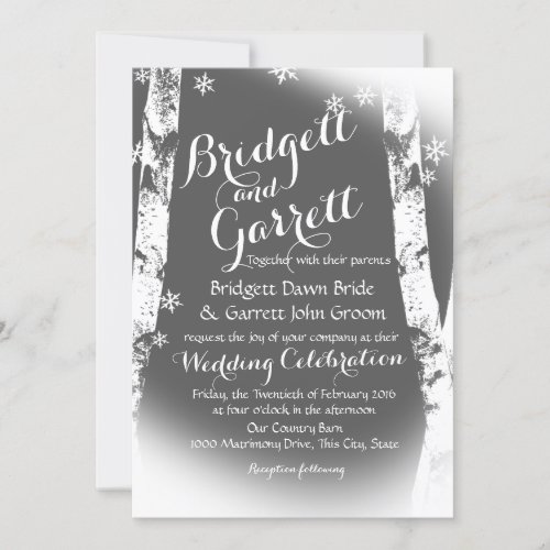 Winter Birch Trees Design Wedding Invitation
