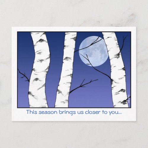 Winter Birches SolsticeYule Postcard