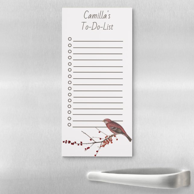  Winter bird elegant to do list Magnetic Notepad (In Situ)