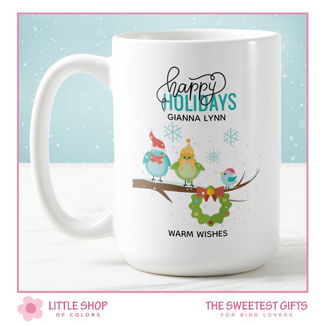 Winter Bird Family Personalized Christmas Coffee Mug (Creator Uploaded)