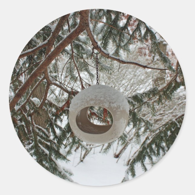 Winter Bird Feeder Sticker (Front)