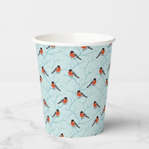 Winter Bird Pattern Paper Cups