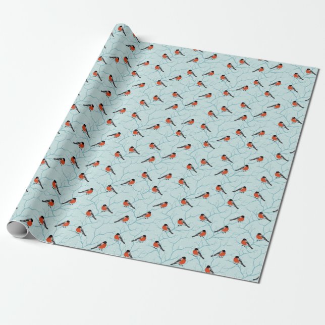 Winter Bird Pattern Wrapping Paper (Unrolled)