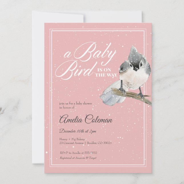 Winter Bird Snow Baby Shower Invitation (Front)