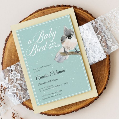 Winter Bird Snow Baby Shower Invitation