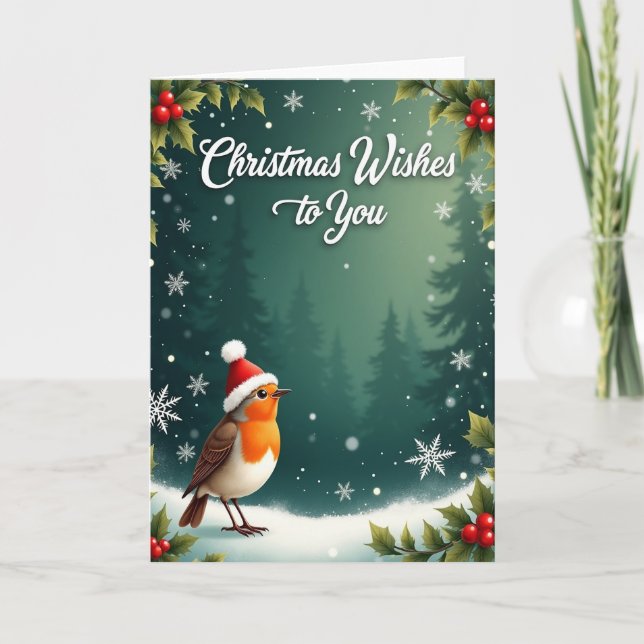 Winter Bird Snowfall Card (Front)