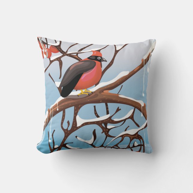 winter bird throw pillow (Front)