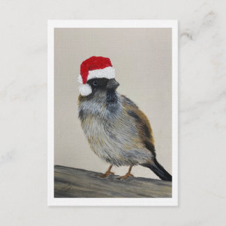 Winter bird with Santa hat - Original Artwork Invitation