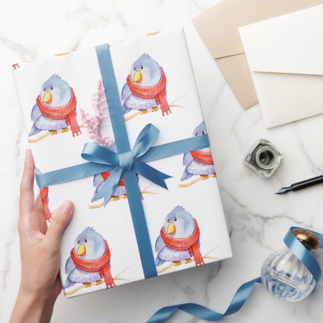Winter Bird with Scarf Wrapping Paper (Gifting)