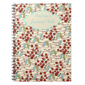 Winter Birds And Berries  (personalized) Notebook by ShopTheWriteStuff at Zazzle