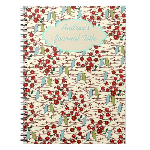 Winter Birds and Berries  Personalized Notebook