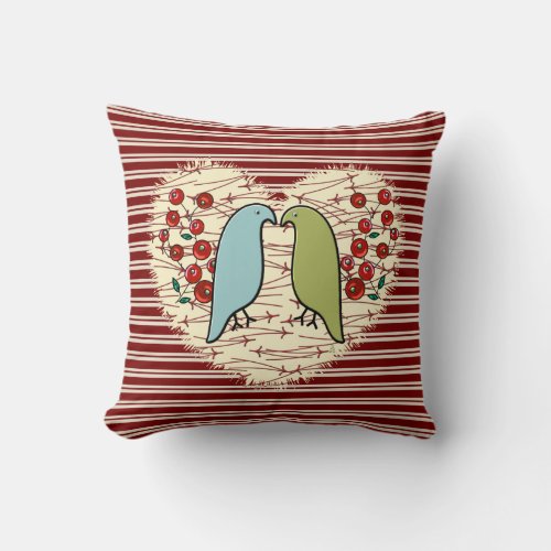 Winter Birds and Berries v2 Throw Pillow