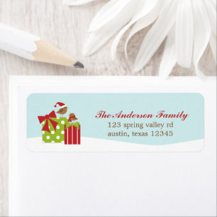 Winter Birds and Christmas Presents Label