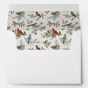 Winter Birds and Pine Branches Pattern Envelope