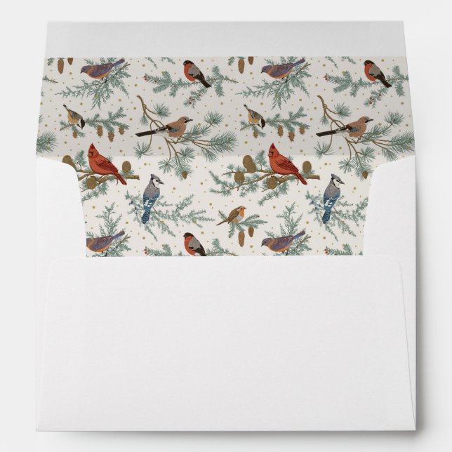Winter Birds and Pine Branches Pattern Envelope (Back (Bottom))