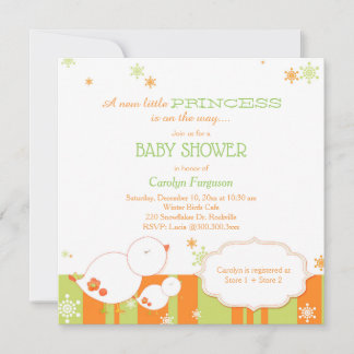 Winter Birds Baby Girl Baby Shower Invitation