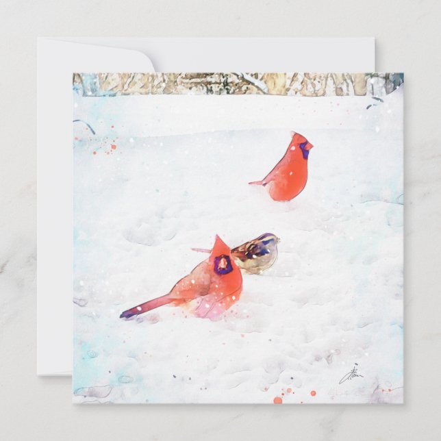 Winter Birds from a Window Note Card (Front)