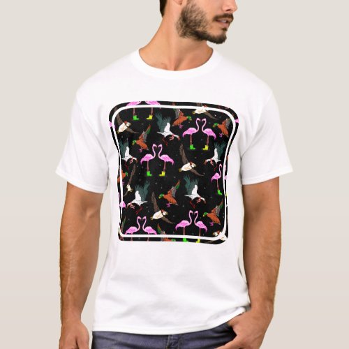 Winter Birds Funny Pattern T_Shirt