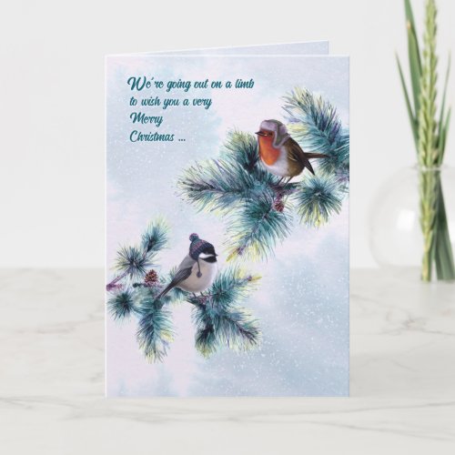 Winter Birds Going Out on a Limb Christmas Card