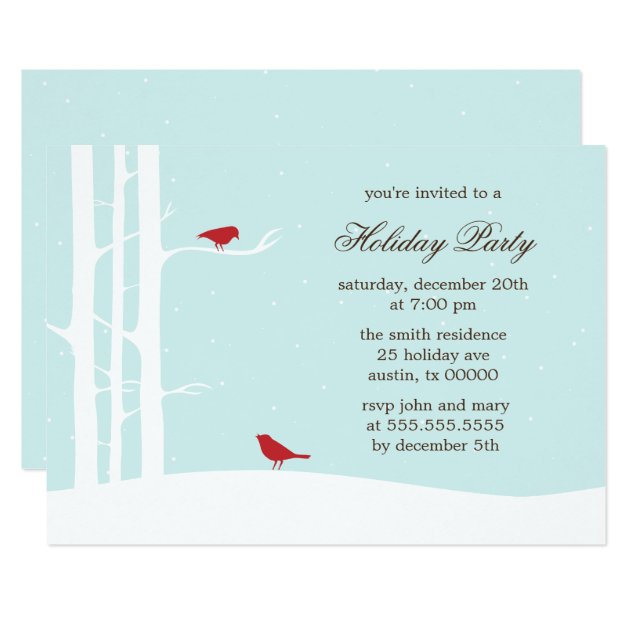 Winter Birds Holiday Party Invitations