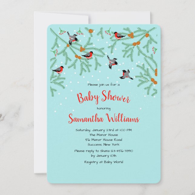 Winter Birds Invitation (Front)