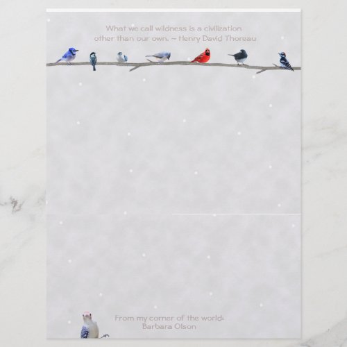 Winter birds_LetterHead Thoreau quote Letterhead