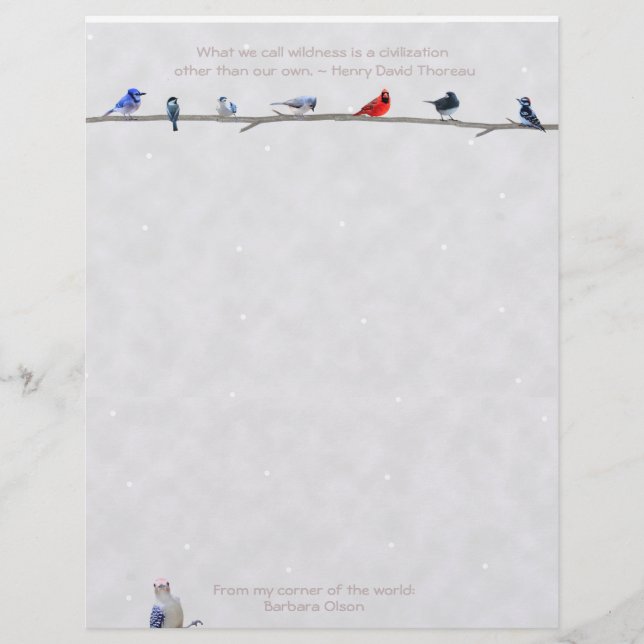 Winter birds-LetterHead Thoreau quote: Letterhead (Front)