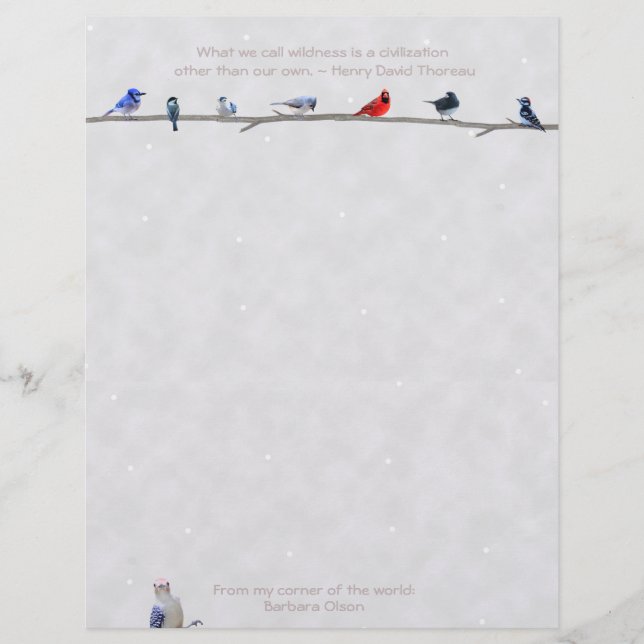 Winter birds-LetterHead Thoreau quote: Letterhead (Front)